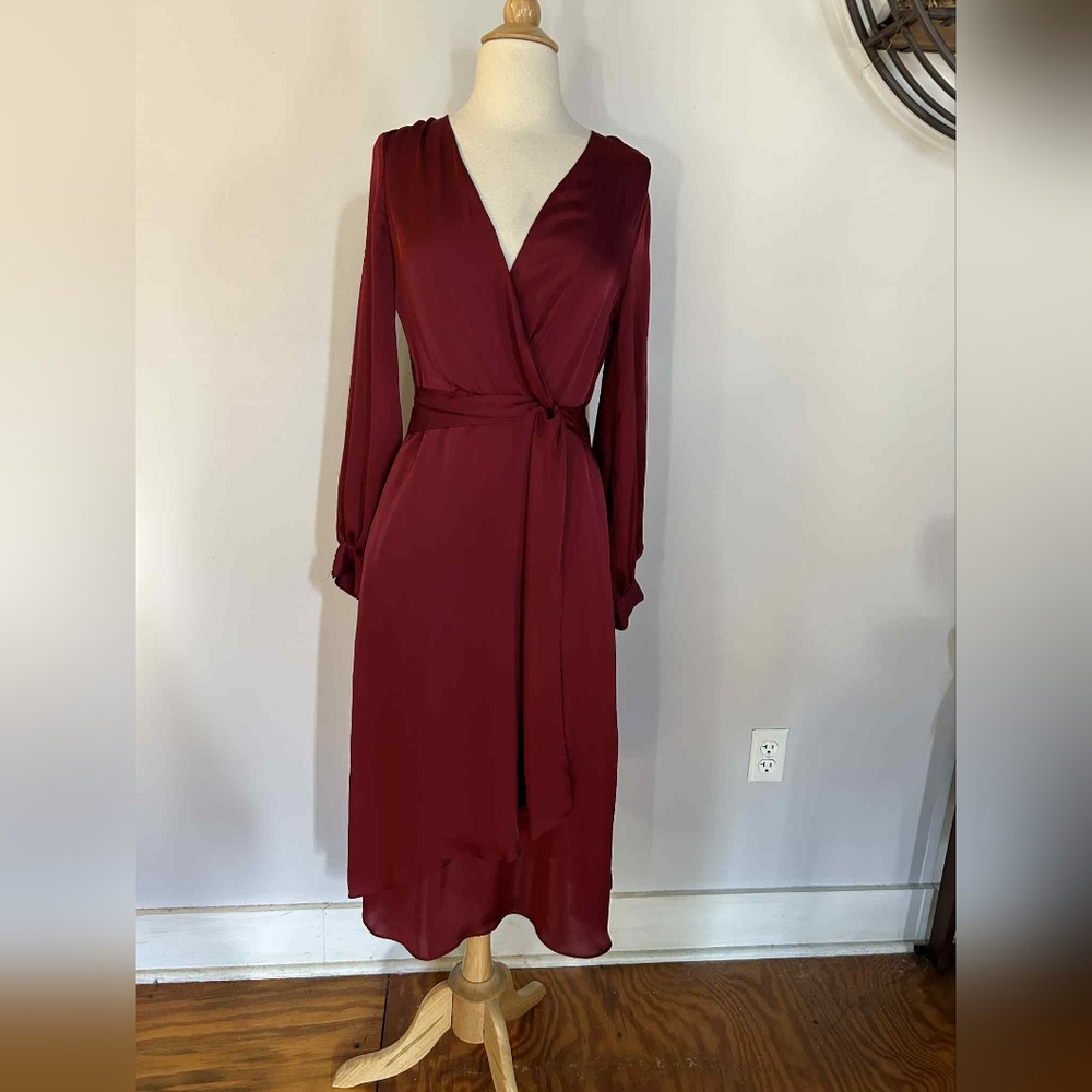 Elegant Burgundy Wrap Dress